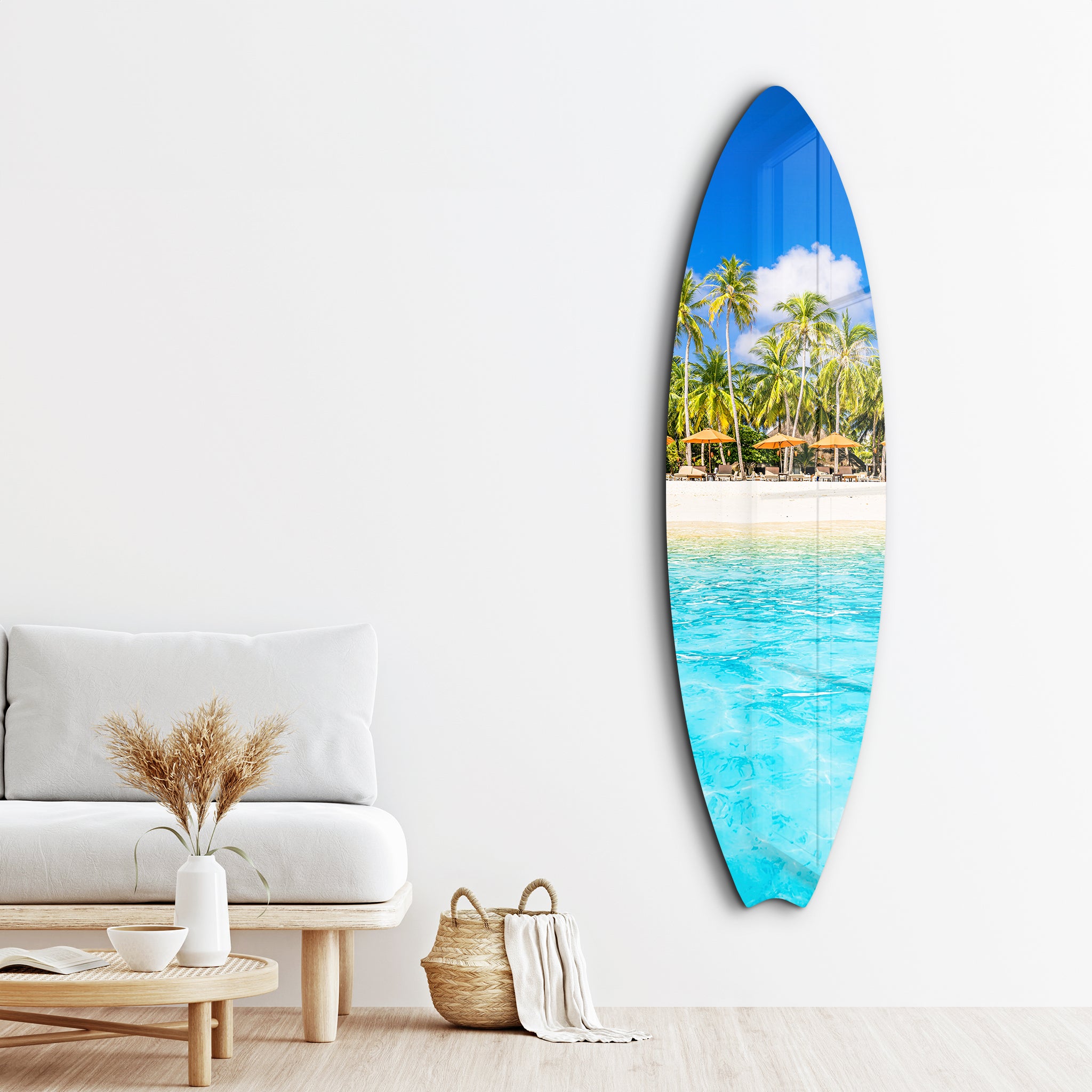 Island Escape | Surfboard Glass Wall Art