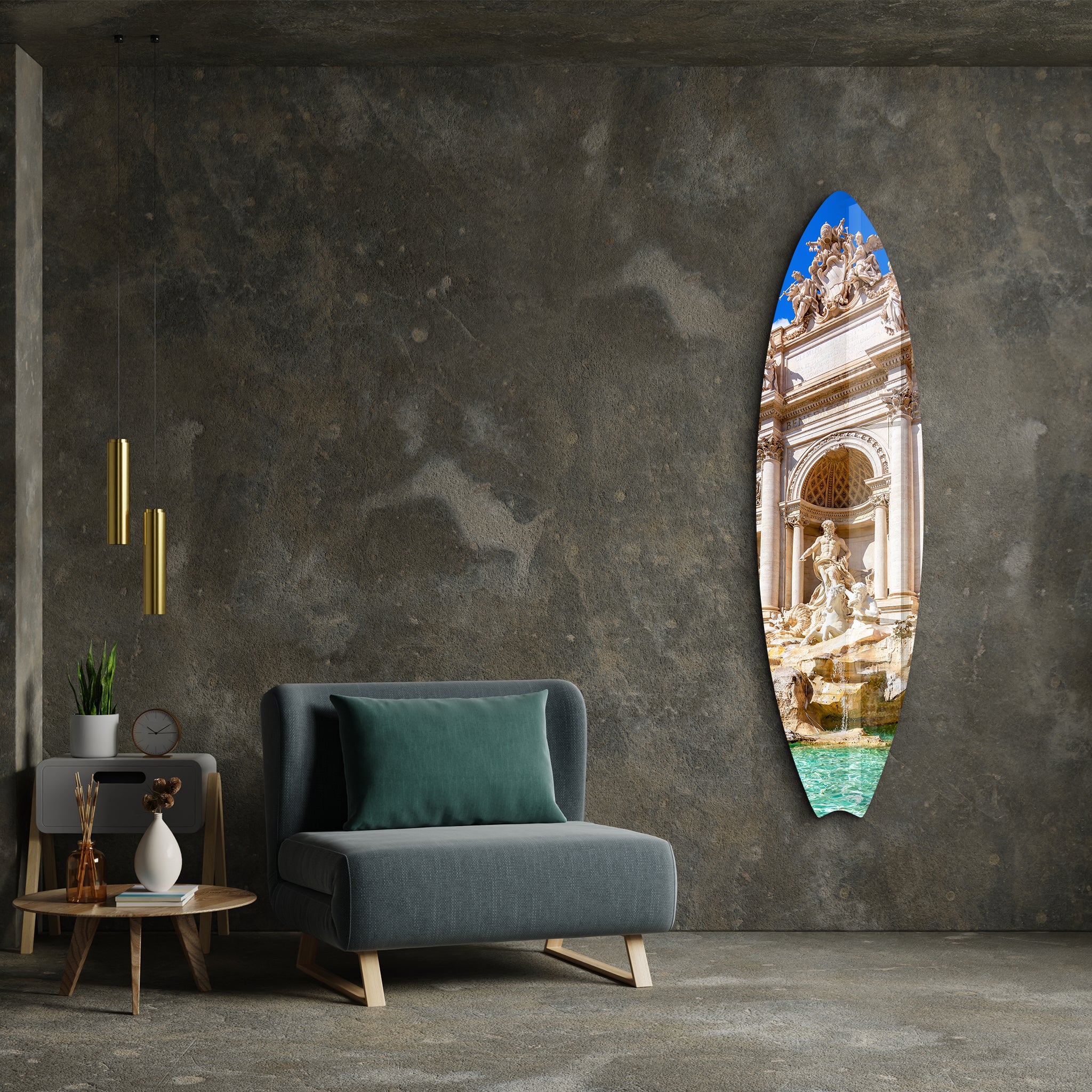 Trevi Fountain | Surfboard Glass Wall Art