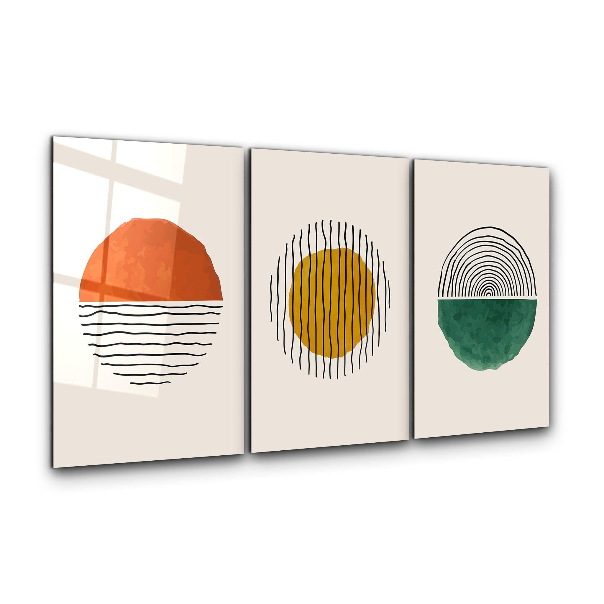 ・"Abstract Sun - Trio"・Glass Wall Art - ArtDesigna Glass Printing Wall Art