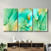 ・"Greenish - Trio"・Glass Wall Art - ArtDesigna Glass Printing Wall Art