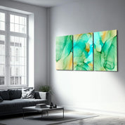 ・"Greenish - Trio"・Glass Wall Art - ArtDesigna Glass Printing Wall Art