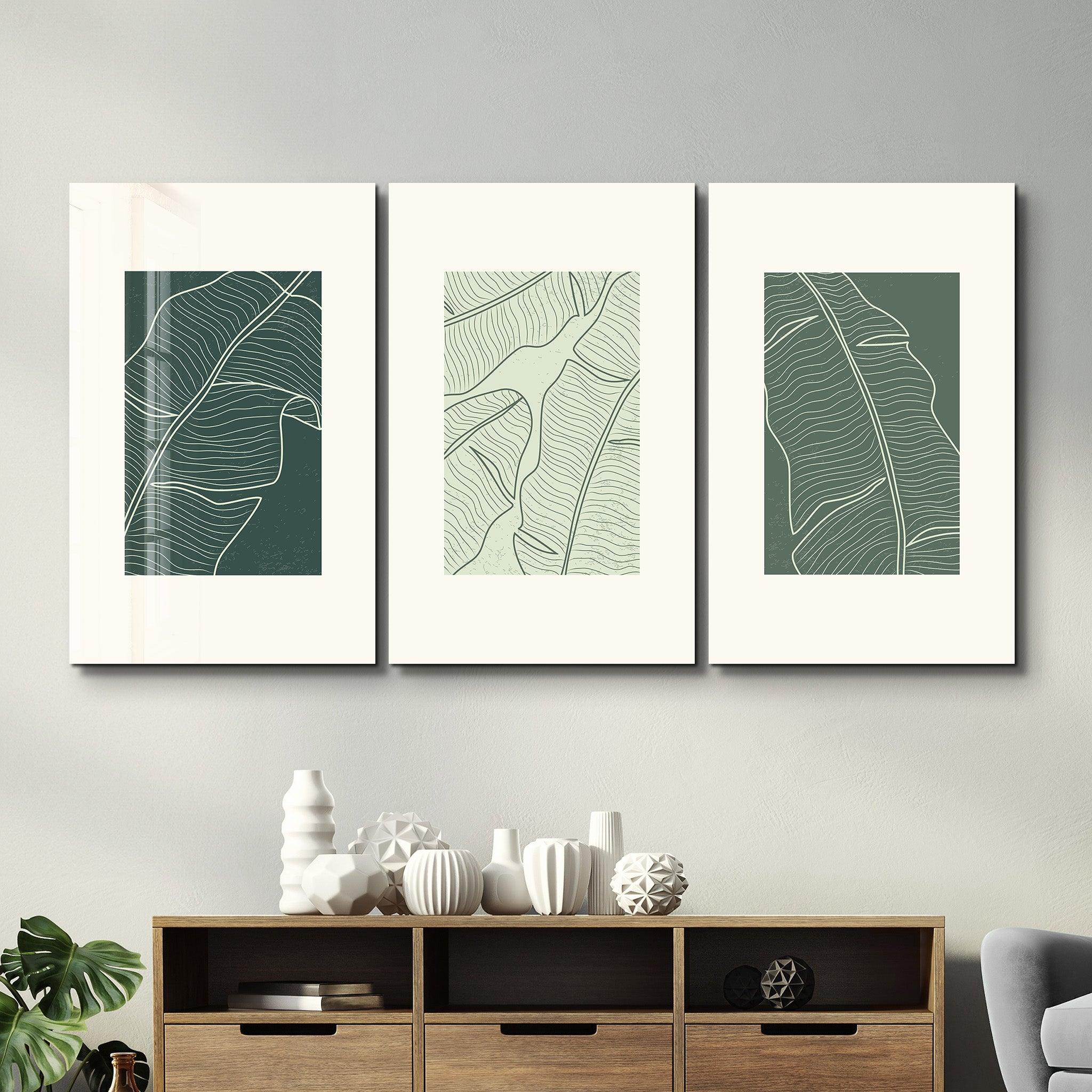 ・"Tropical Leaves - Trio"・Glass Wall Art - ArtDesigna Glass Printing Wall Art