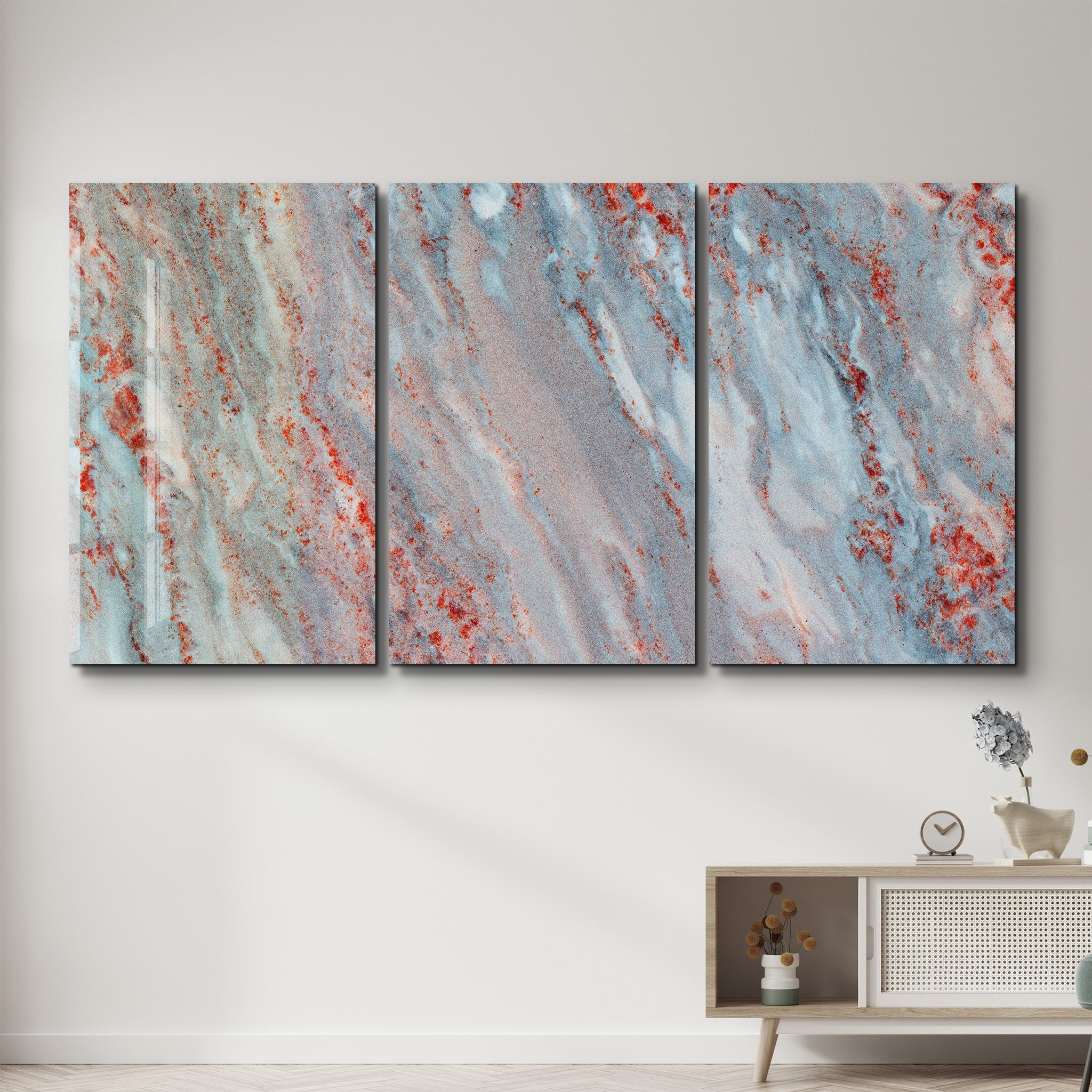 Coral Patina Trio | Glass Wall Art