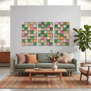 Smoked Green/Pink | Wood Wall Sculpture