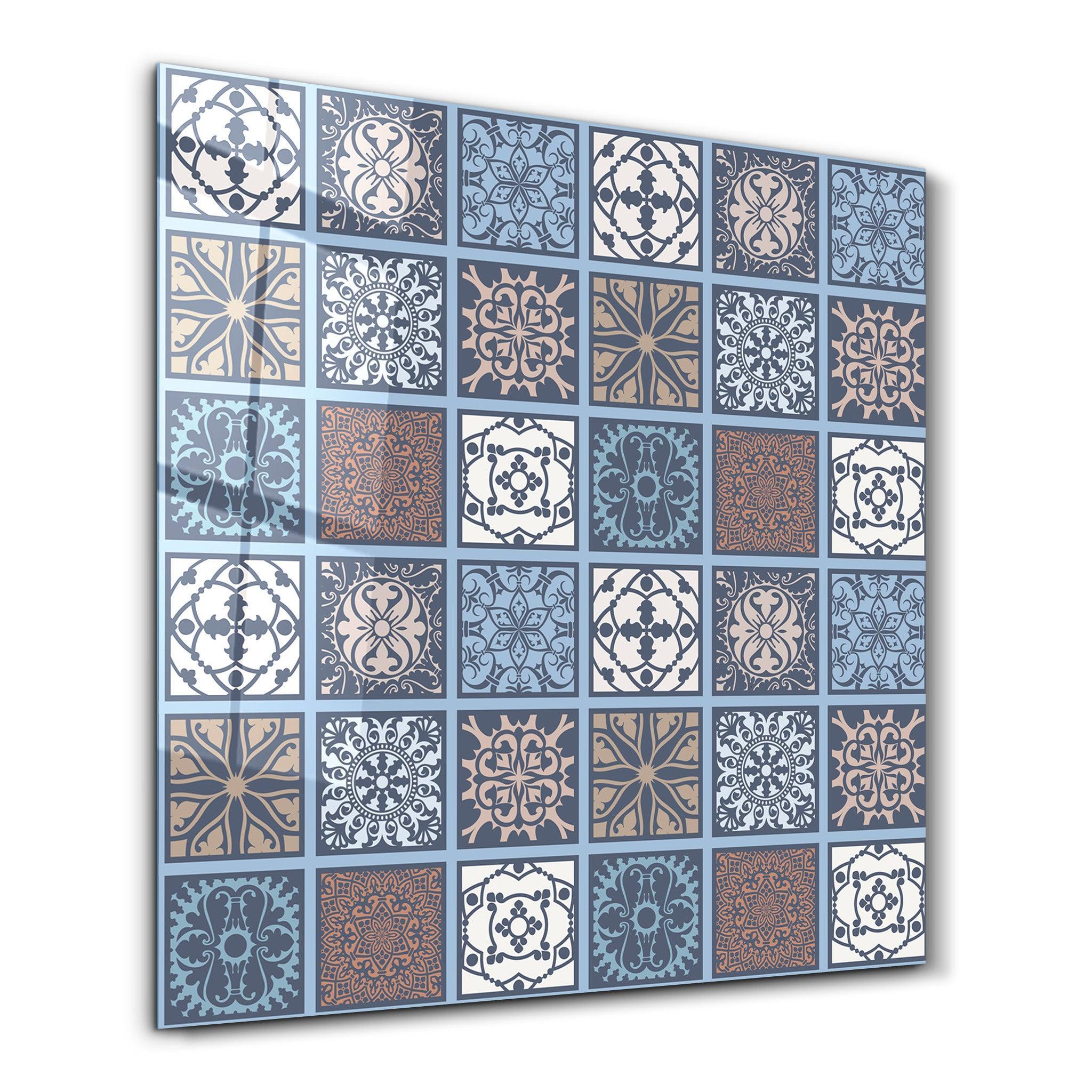 Blue-Brown Italian Ceramic Tiles Collection | Glass Wall Art - Artdesigna