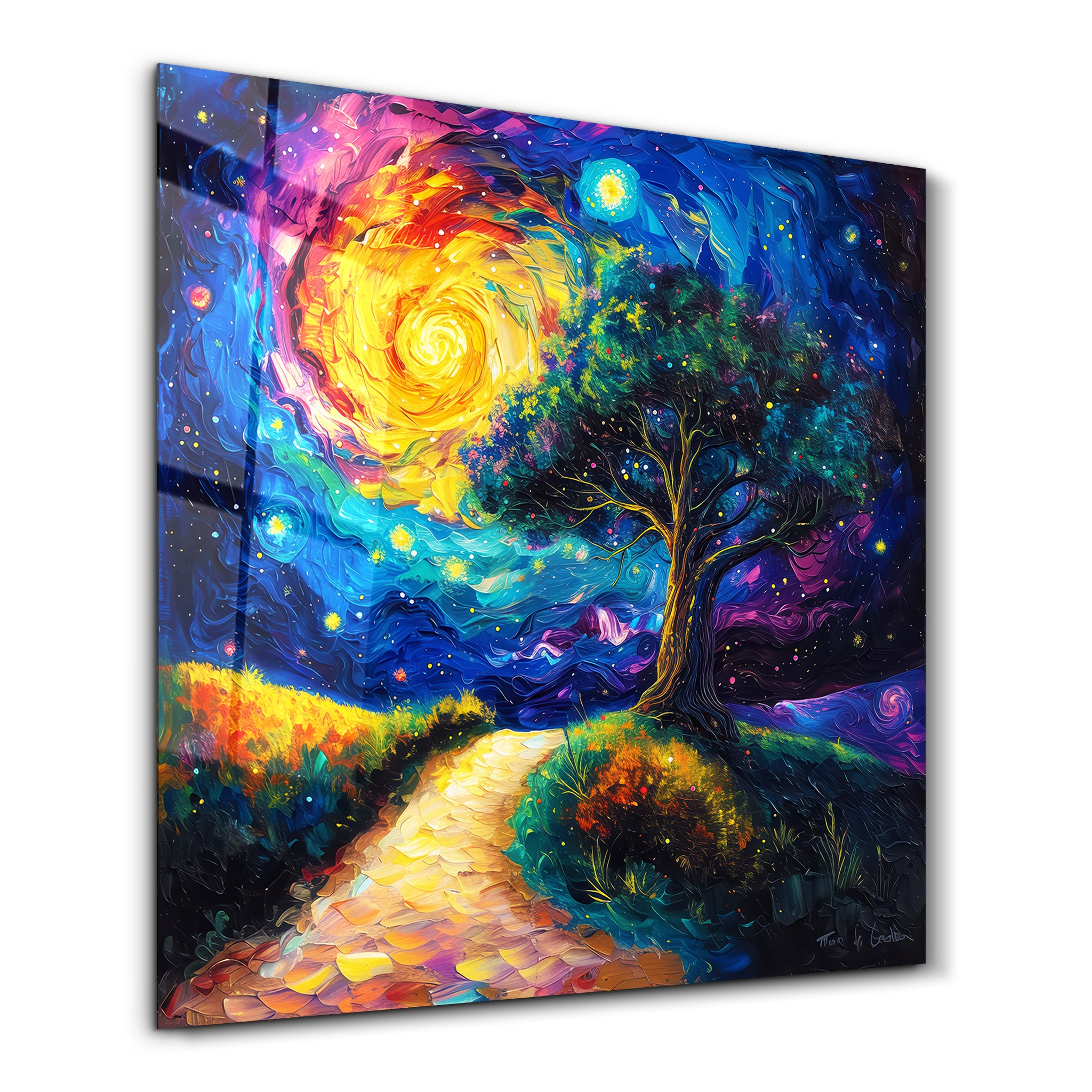 Tree of Life Van Gogh Style | Glass Wall Art - Artdesigna