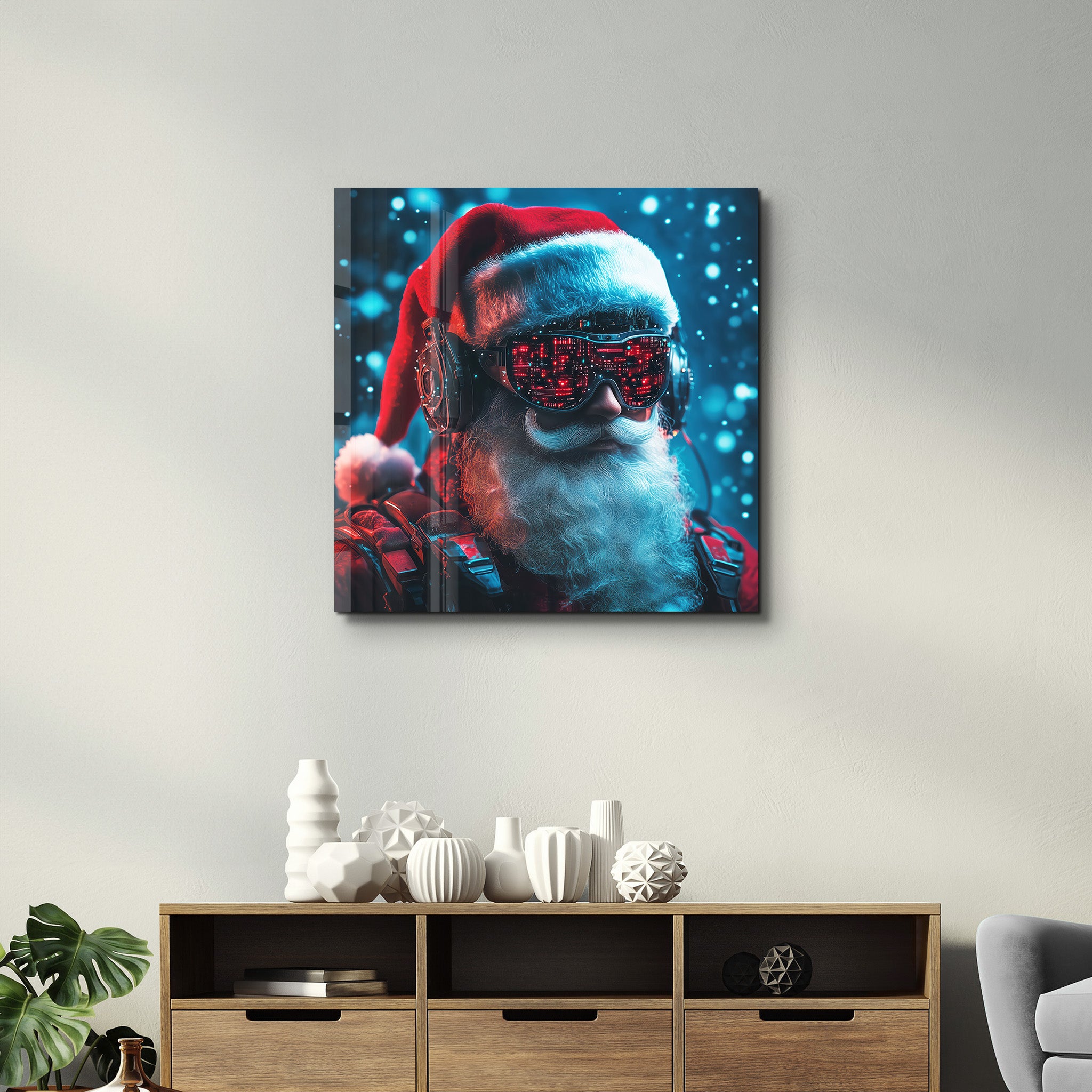 Santa Claus is on Duty | Glass Wall Art