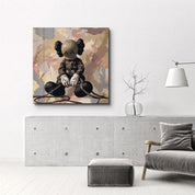 Brown KAWS Retro Fan Art Stylish | Glass Wall Art - Artdesigna