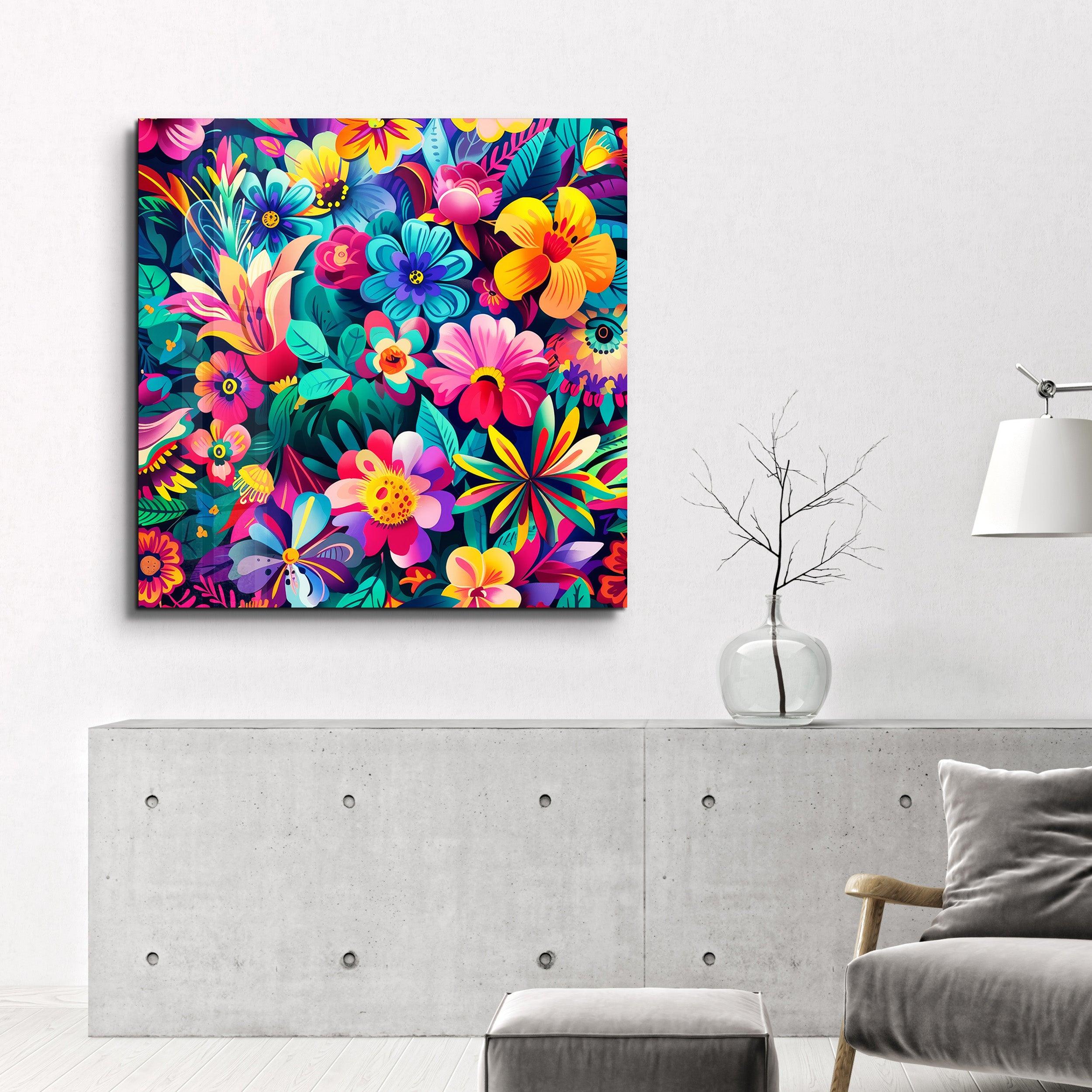 Flower Painting - Glass Wall Art - Artdesigna