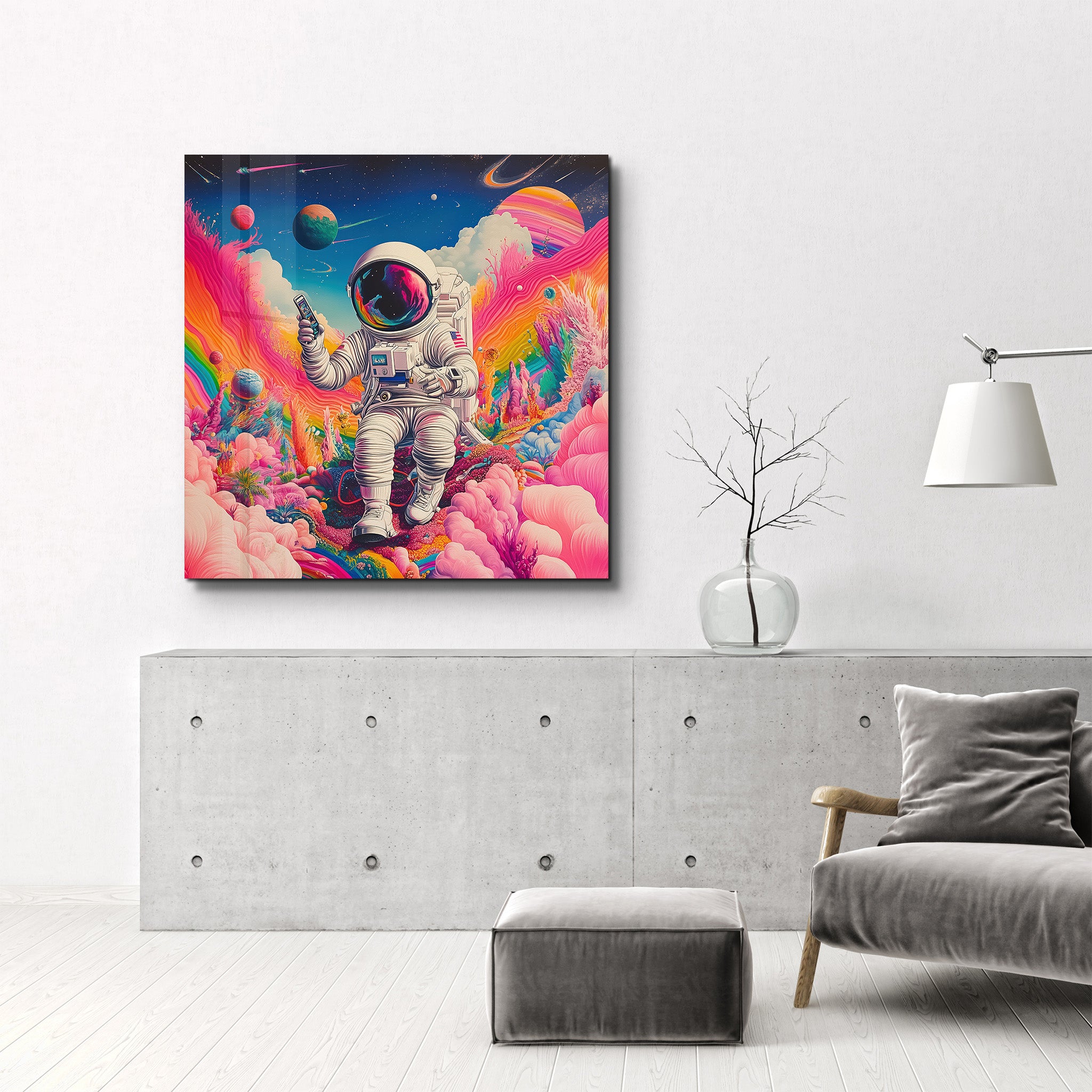 Floating in a Psychedelic Dreamscape | Glass Wall Art