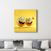 Cheerful Smileys | Glass Wall Art - Artdesigna