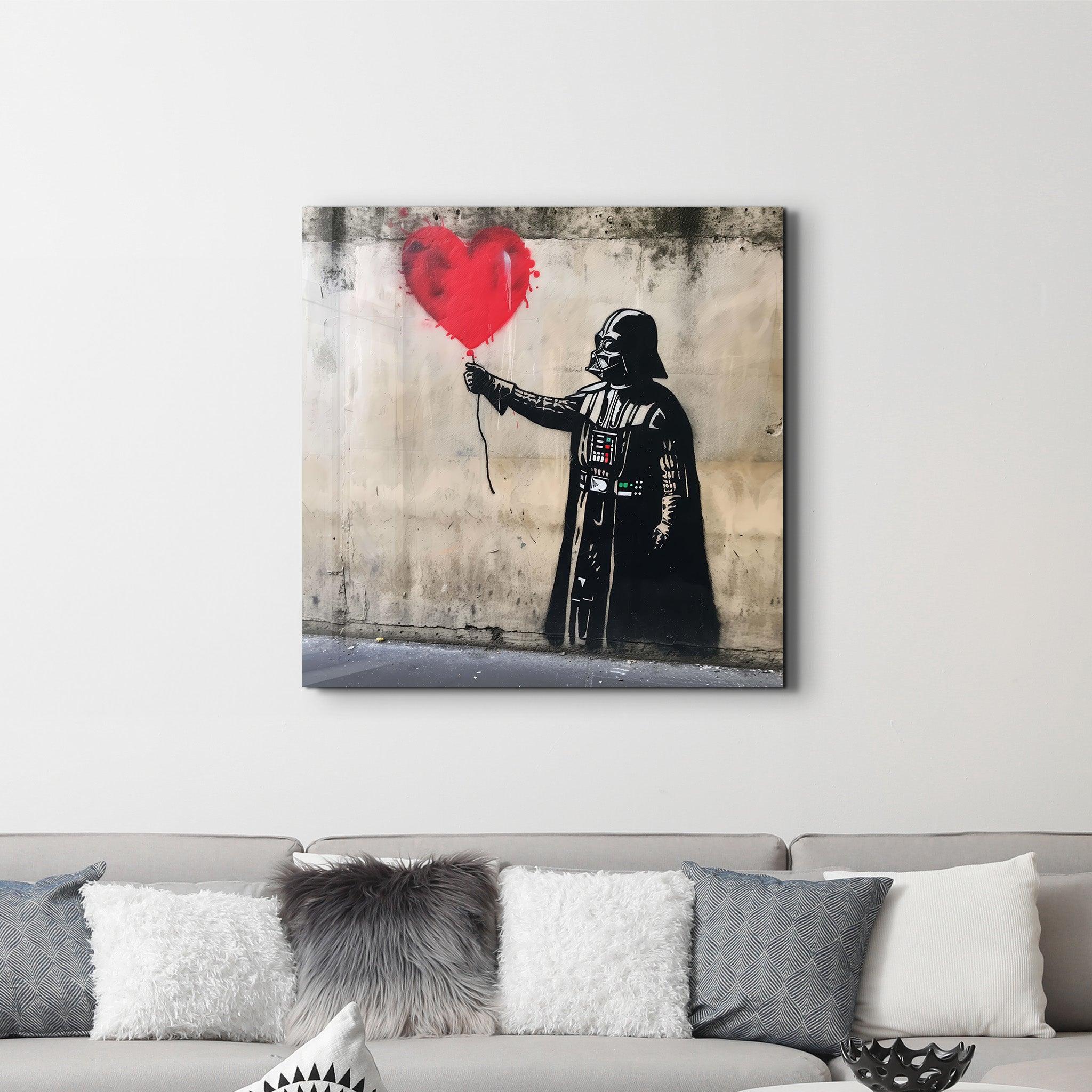 Banksy Style Love Baloon Street Art | Glass Wall Art - Artdesigna