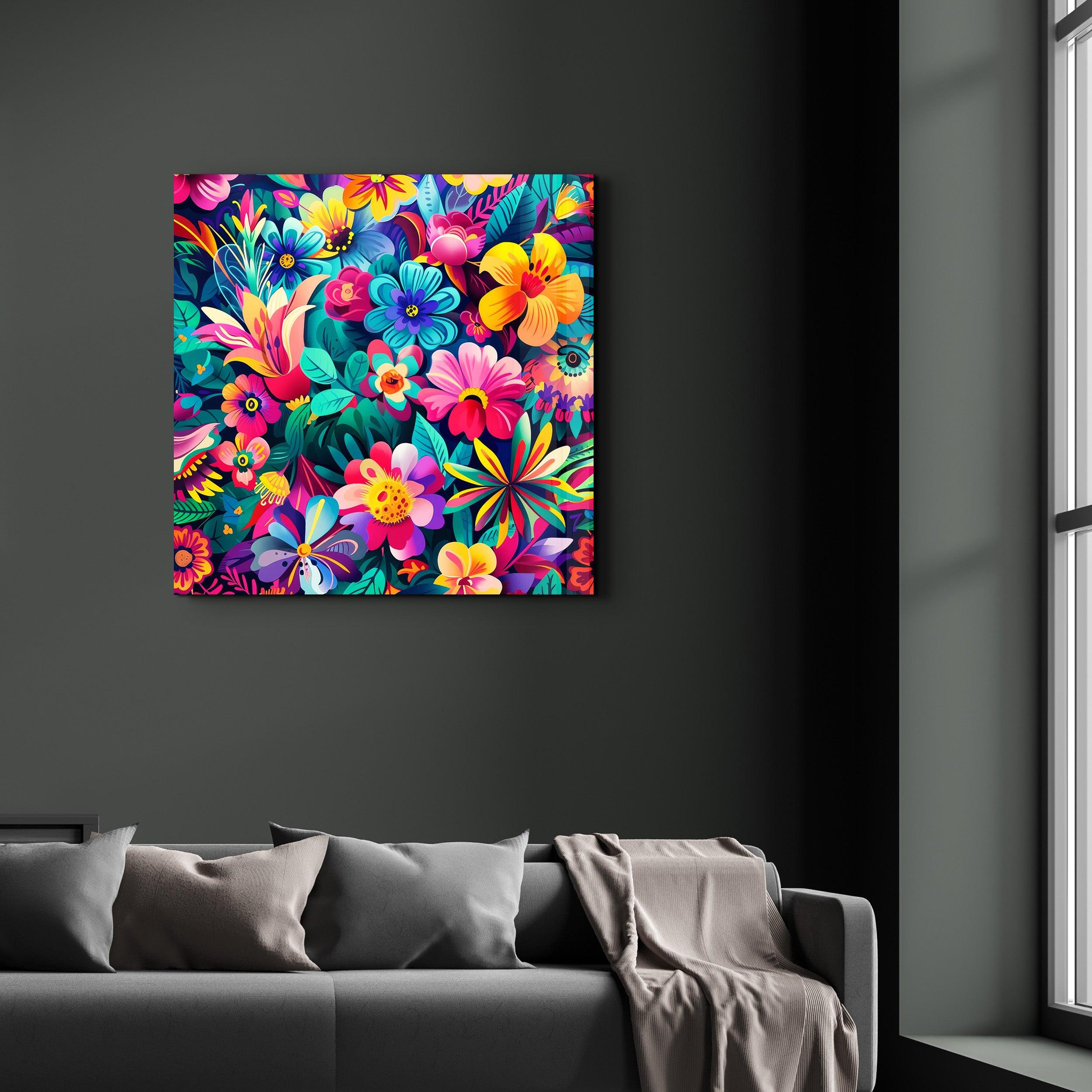 Flower Painting - Glass Wall Art - Artdesigna