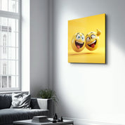 Cheerful Smileys | Glass Wall Art - Artdesigna