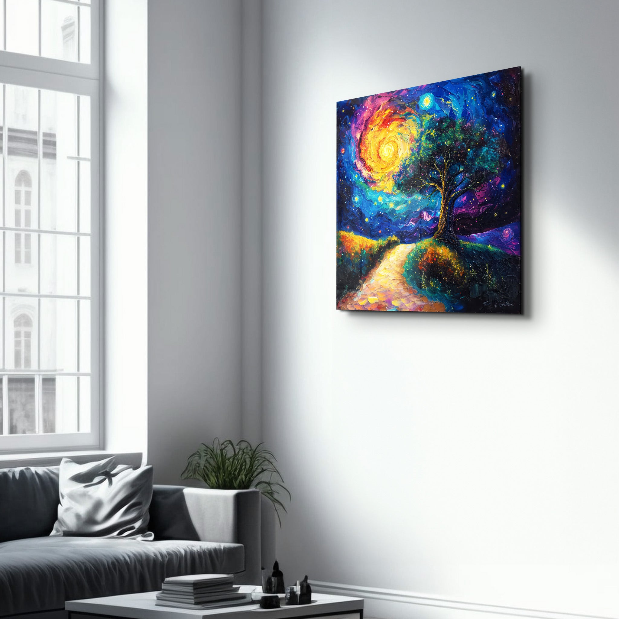 Tree of Life Van Gogh Style | Glass Wall Art - Artdesigna