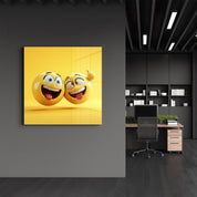 Cheerful Smileys | Glass Wall Art - Artdesigna