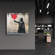 Banksy Style Love Baloon Street Art | Glass Wall Art - Artdesigna