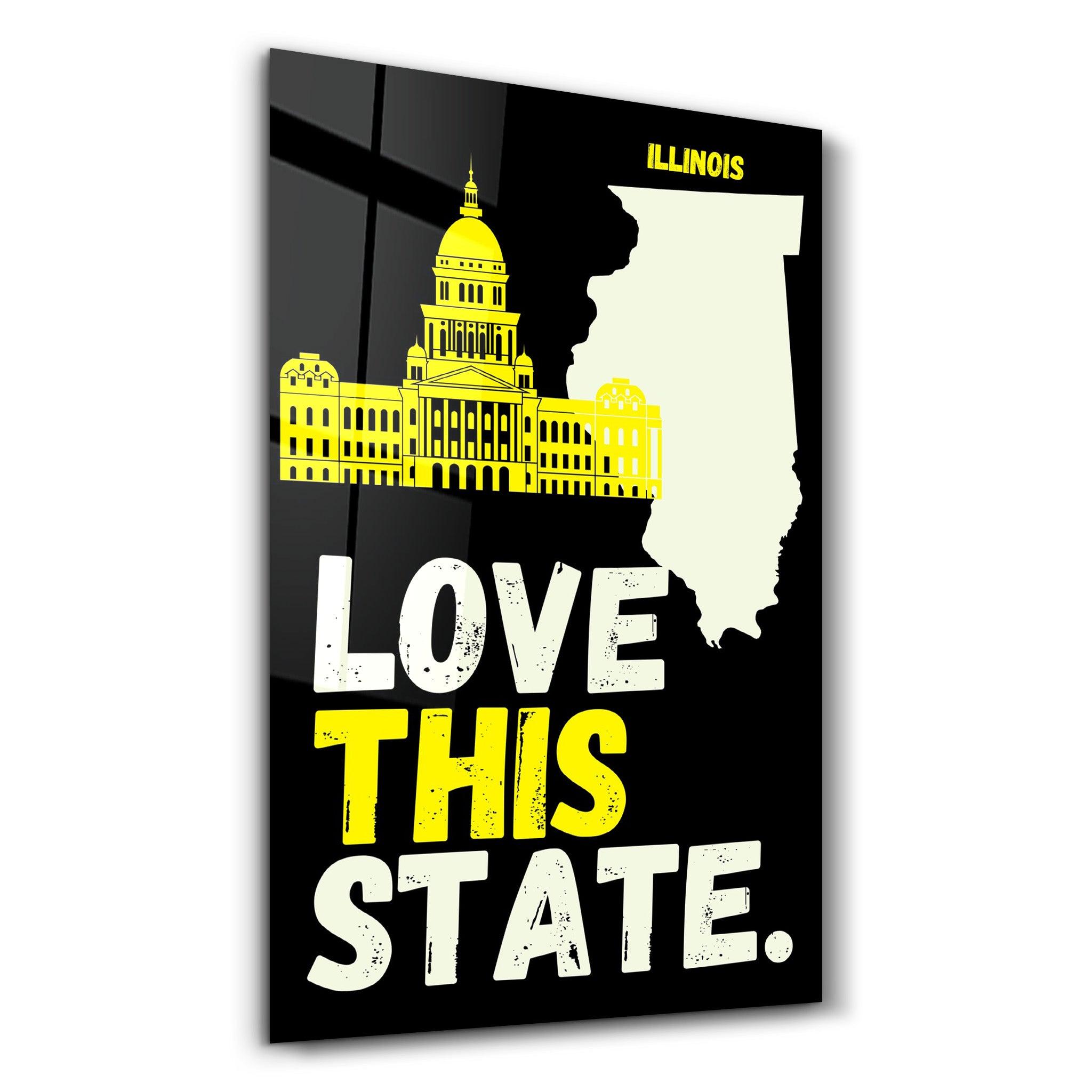 Love This State Illinois | Glass Wall Art - Artdesigna