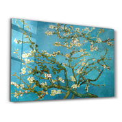 Blue and White Flowers | Glass Wall Art - Artdesigna