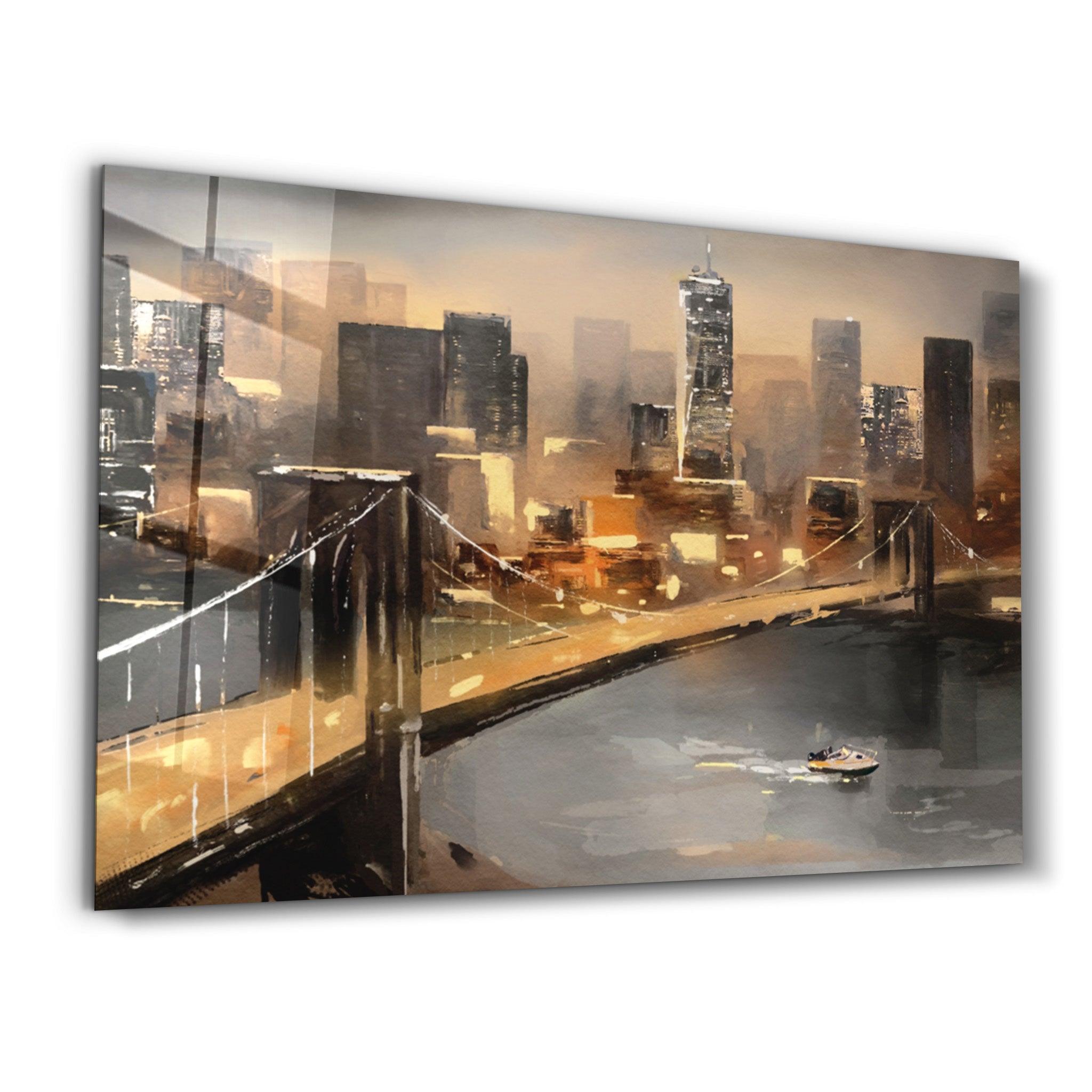 Oil Painting Bridge | Glass Wall Art - Artdesigna