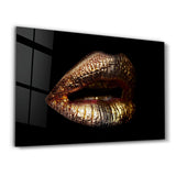 Golden Lips | Glass Wall Art