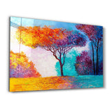 Abstract Colorful Trees | Glass Wall Art