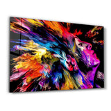 Abstract Colorful Woman Portrait V3 | Glass Wall Art