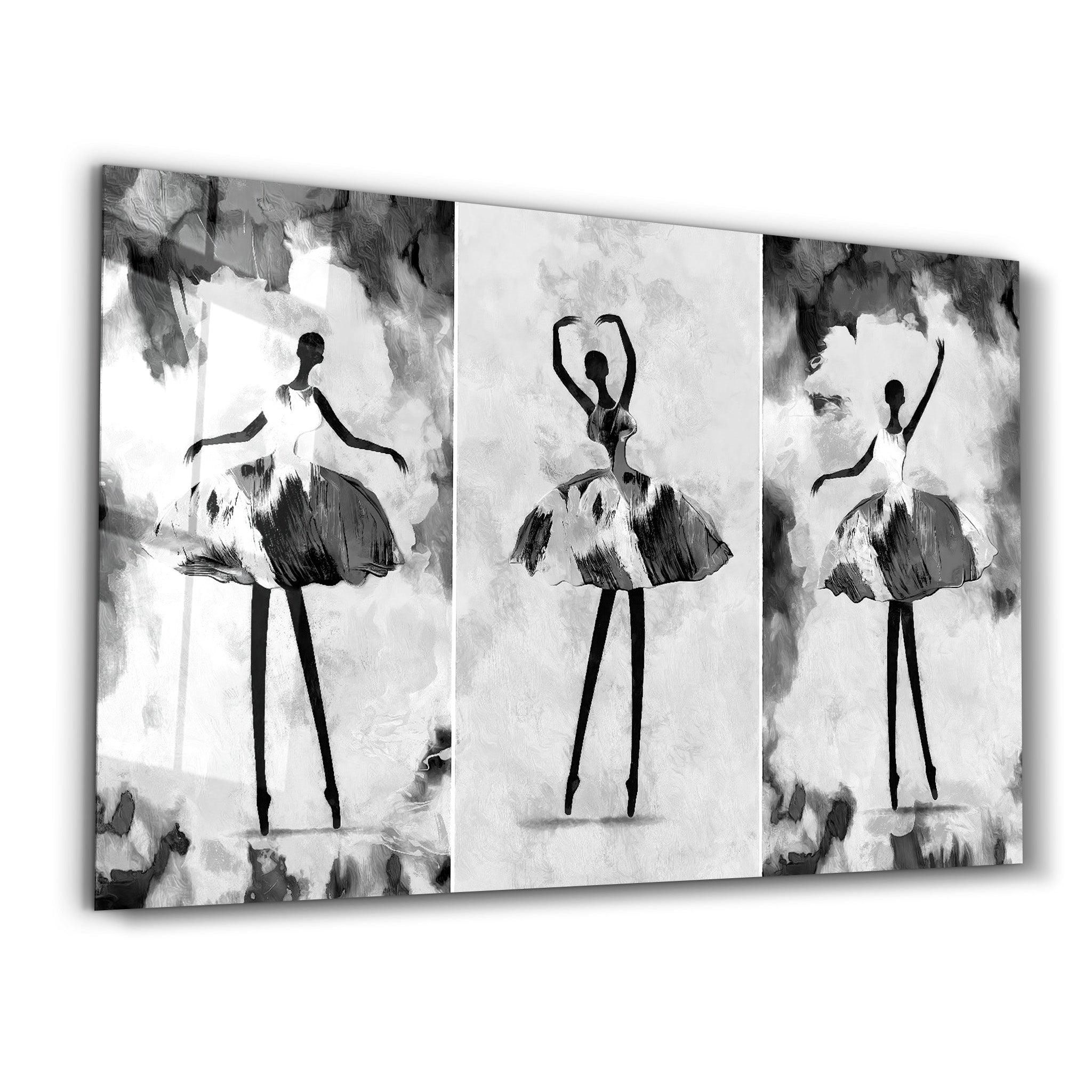 Black and White Ballerina | Glass Wall Art - Artdesigna