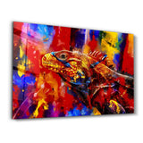 Abstract Colorful Iguana | Glass Wall Art