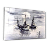 White Boats | Glass Wall Art
