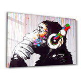 Banksy Monkey Beat Glass Wall Art