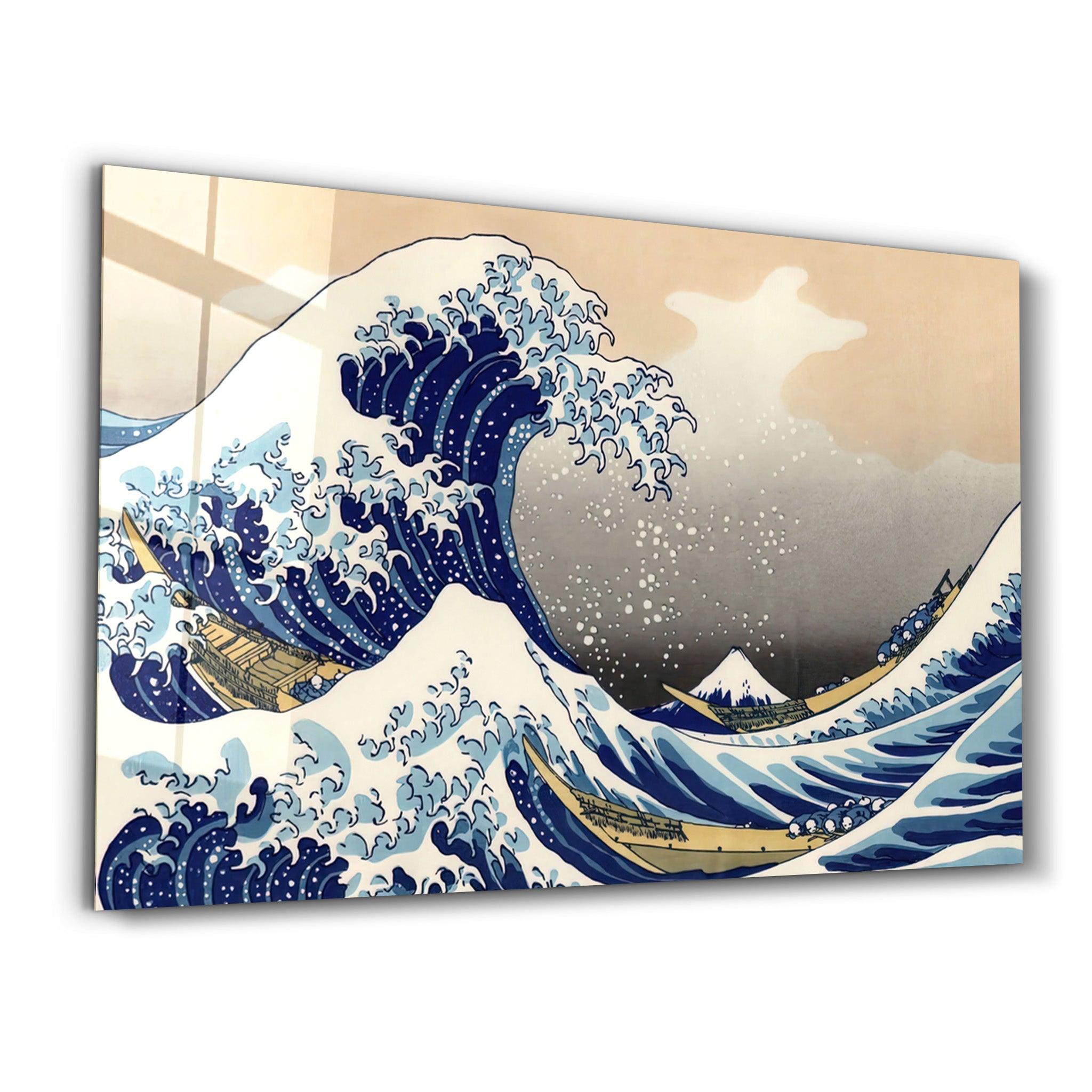 The Great Wave off Kanagawa (1829) by Hokusai | Glass Wall Art - Artdesigna