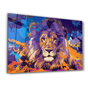 The Lion In Colors | Glass Wall Art - Artdesigna