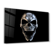 Silver Skull | Glass Wall Art - Artdesigna