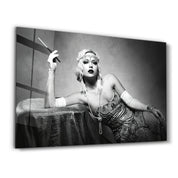 The Woman In Black And White | Glass Wall Art - Artdesigna