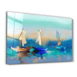 Boats Oil Painting | Glass Wall Art