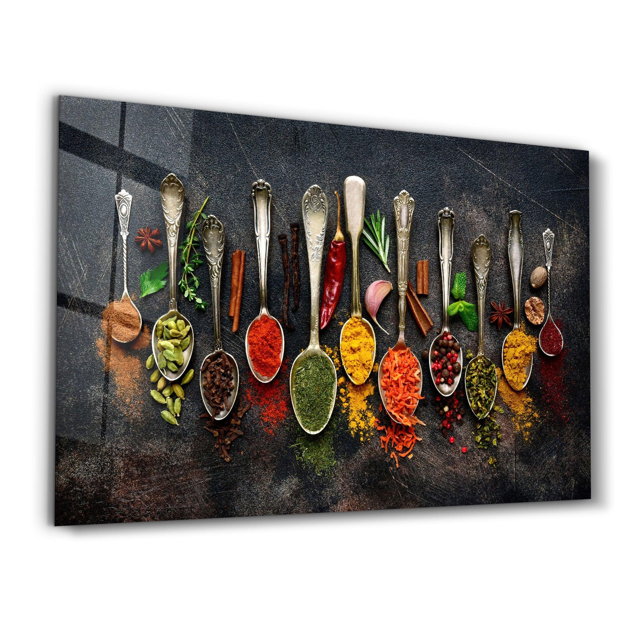 Indian Spices | Glass Wall Art - Artdesigna