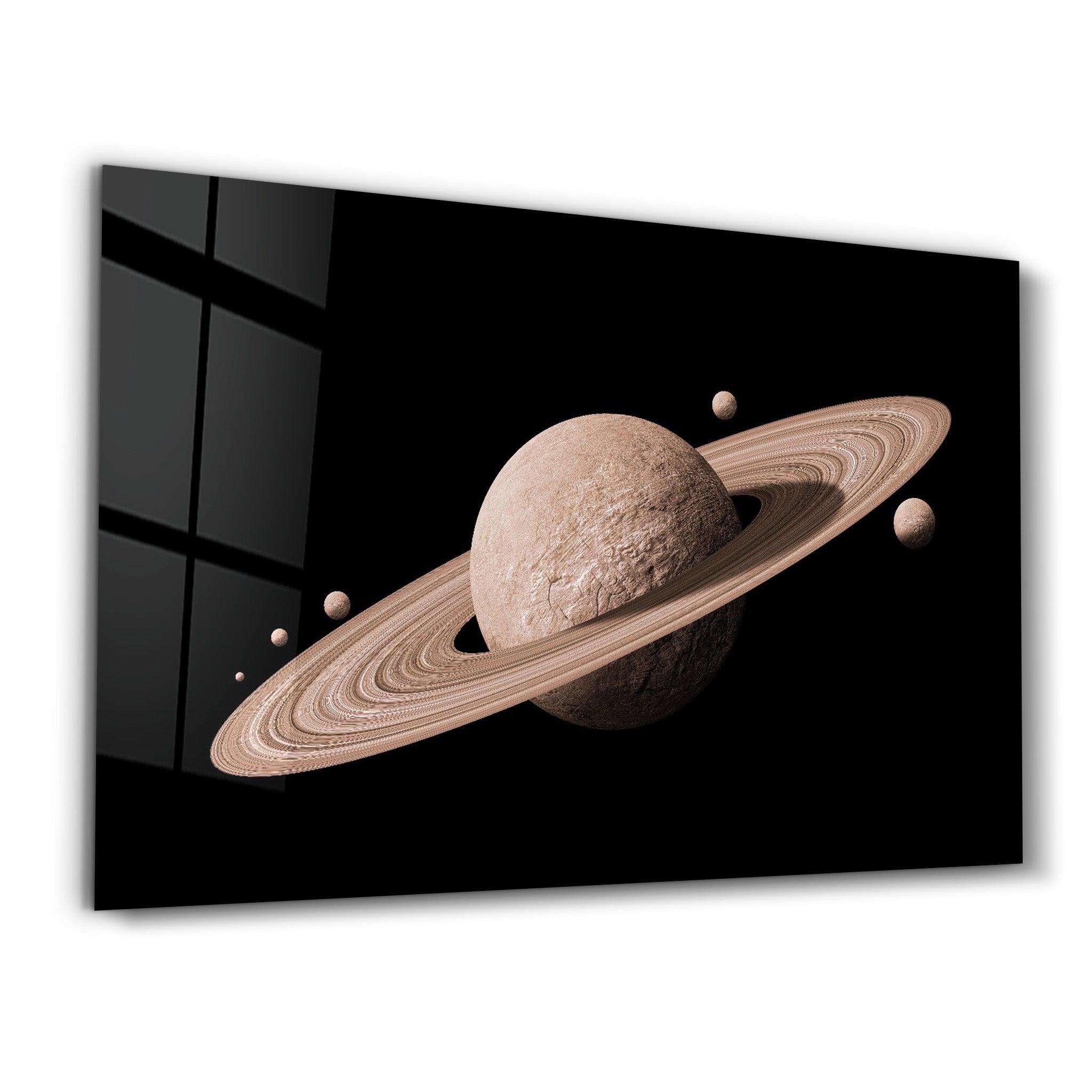 Saturn in Silence | Glass Wall Art - Artdesigna