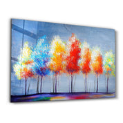 Colorful Trees | Glass Wall Art - Artdesigna