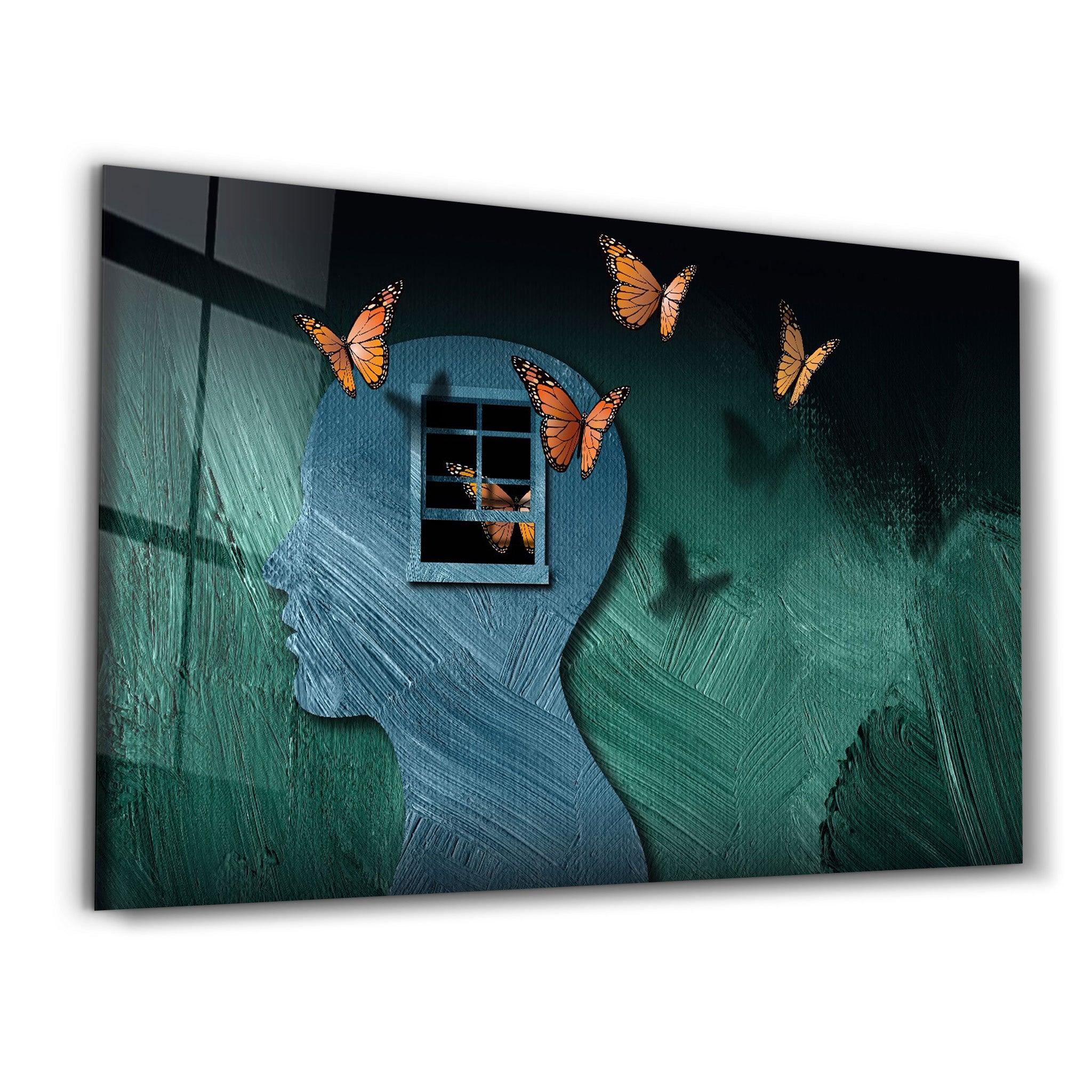 Beauty Of Butterflies In The Mind | Glass Wall Art - Artdesigna