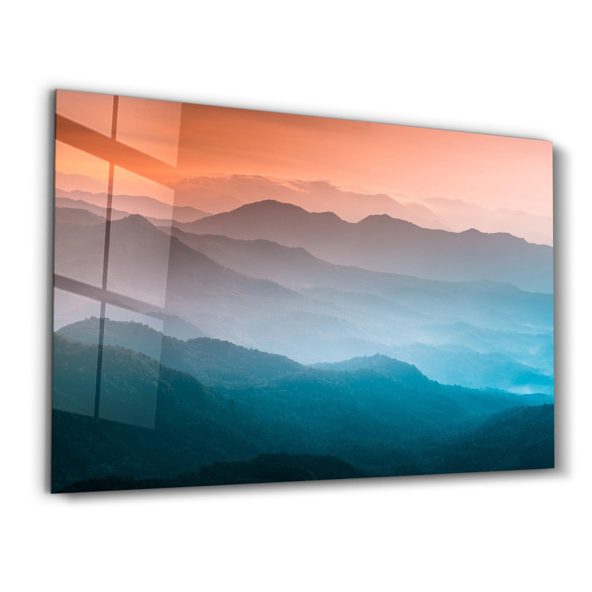 The Nature Between Orange And Blue | Glass Wall Art - Artdesigna