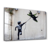 Banksy - fighter jet kite | Glass Wall Art