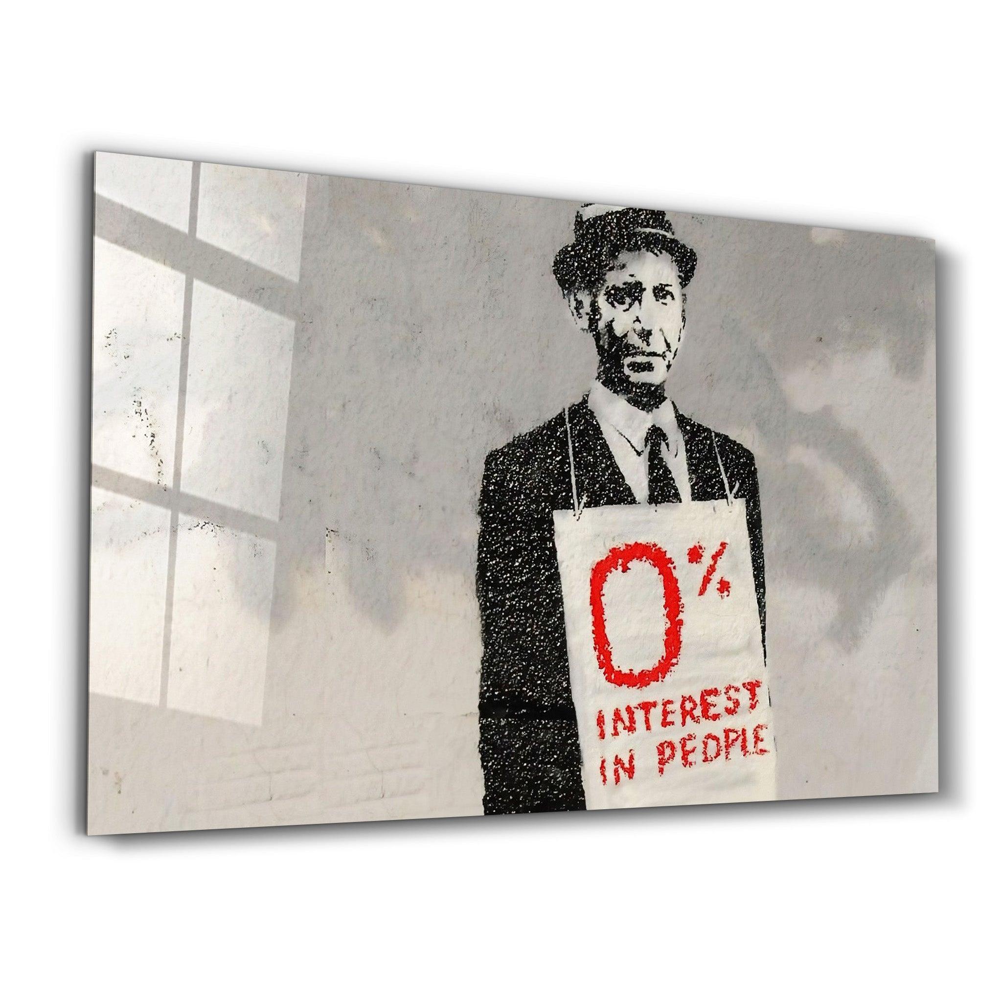 Banksy - Zero Percent Interest | Glass Wall Art - Artdesigna