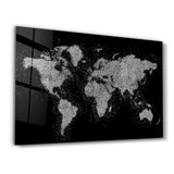 World Map In Silver | Glass Wall Art