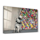 BANKSY - Pull Back the Curtain | GLASS WALL ART