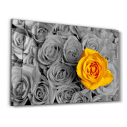 Yellow Rose | Glass Wall Art - Artdesigna