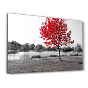 Red Fall | Glass Wall Art - Artdesigna