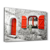 Red Door | Glass Wall Art - Artdesigna