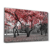 Red Tree 2 | Glass Wall Art - Artdesigna