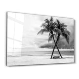 Black and White Palm Trees | Glass Wall Art